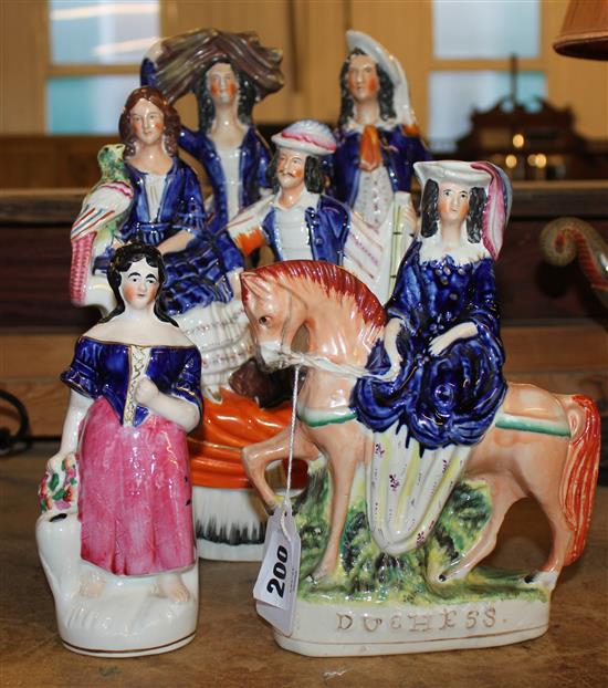 2 large Staffordshire figure groups, The Duchess & another (4)